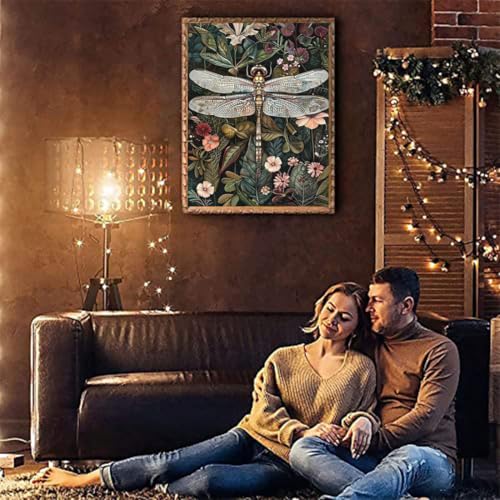 Image of Dragonfly Stamped Cross Stitch Kits for Adults - Embroidery Kits for Beginners Adults,11 CT Patterns Dimensions Counted Cross Stitch Kits for Adults Arts Craft 12x16 inch