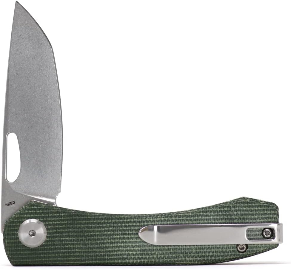 Bestech Knives BANDIT - EDC Folding Pocket Knife - Linerlock, G10 or Micarta Scales, N690 Steel Blade, Kaviso Exclusive (OD Green Micarta)