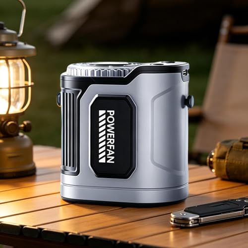Ventilador de camisa recargable de 3600 mAh con 5 velocidades y luz integrada 4