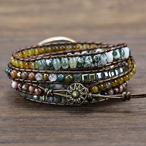 Image of Boho Wrap Bracelet for Women, Handmade Natural Imperial Jasper Multi-Layer Stone Beaded Bracelet, Bohemian Healing Crystal Stone Jewelry Gifts