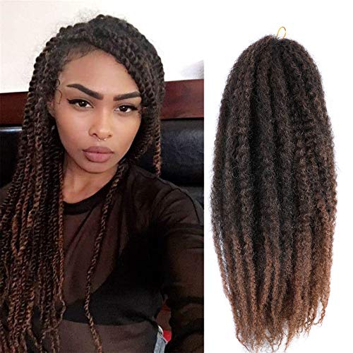 4 Packs Marley Hair 18 Inch Long Afro kinky Curly Marley braiding for Twists hair Extension Synthetic Fiber Marley Braid Crochet Hair (18 Inch, T30)