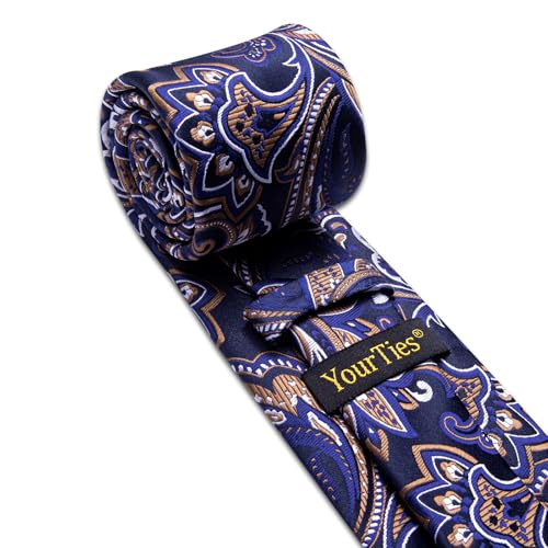 Image of YourTies Paisley Men's Necktie Woven Silk Floral Ties for Men Designer Formal Business Party Wedding