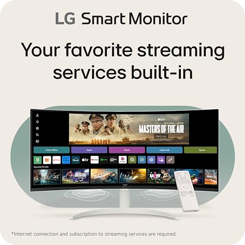undefined LG 34SR60QC-W 34-inch QHD (3440x1440) Curved Smart Monitor with Streaming, UltraWide Screen, webOS, HDR10, 100Hz, Built-in Speaker, AirPlay2, Screen Share, Bluetooth, ThinQ App, White の商品画像 1