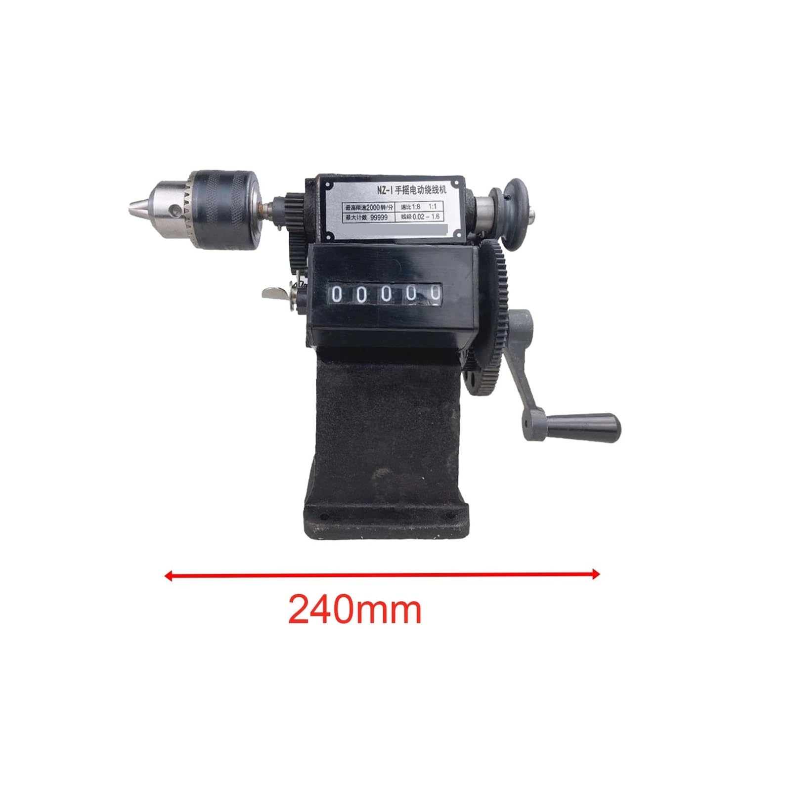 Manuelle Wickelmaschine, 0-99999S Zählbereich, Handwickelmaschine mit 1,5-13mm Spannfutter, Zählwicklerzähler Breite Anwendung(Model2)