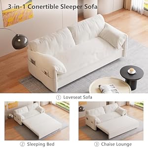 Gnixuu 638 queen pull out sofa bed velvet convertible sleeper sofa couch with side storage comfy cloud futon bed pull out couch for living room apartment small spacebeige  urban country home decor