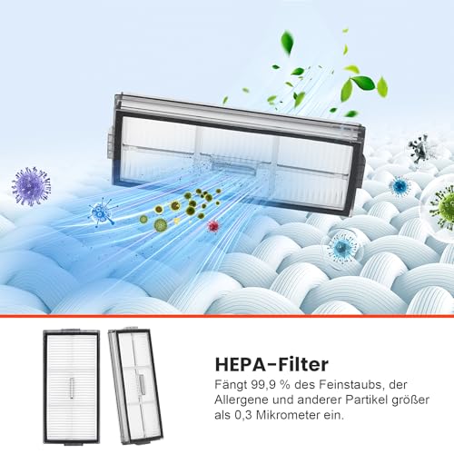 28 Stück Zubehörset für Roborock Saros 10R / Qrevo CurvX Saugroboter mit 2 Paar Hauptbürsten 6 Wischtücher 4 Filtern 6 Staubbeuteln 6 Seitenbürsten 1 Reinigungsbürste 1 Schraubendreher