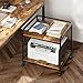 Warmiehomy 2 Tier Printer Stand with Storage, 22 Inches(55cm x 50cm) Under Desk Rolling Printer Cart with Height Adjustable Shelf, Large Printer Table for Home Office, Rustic Brown