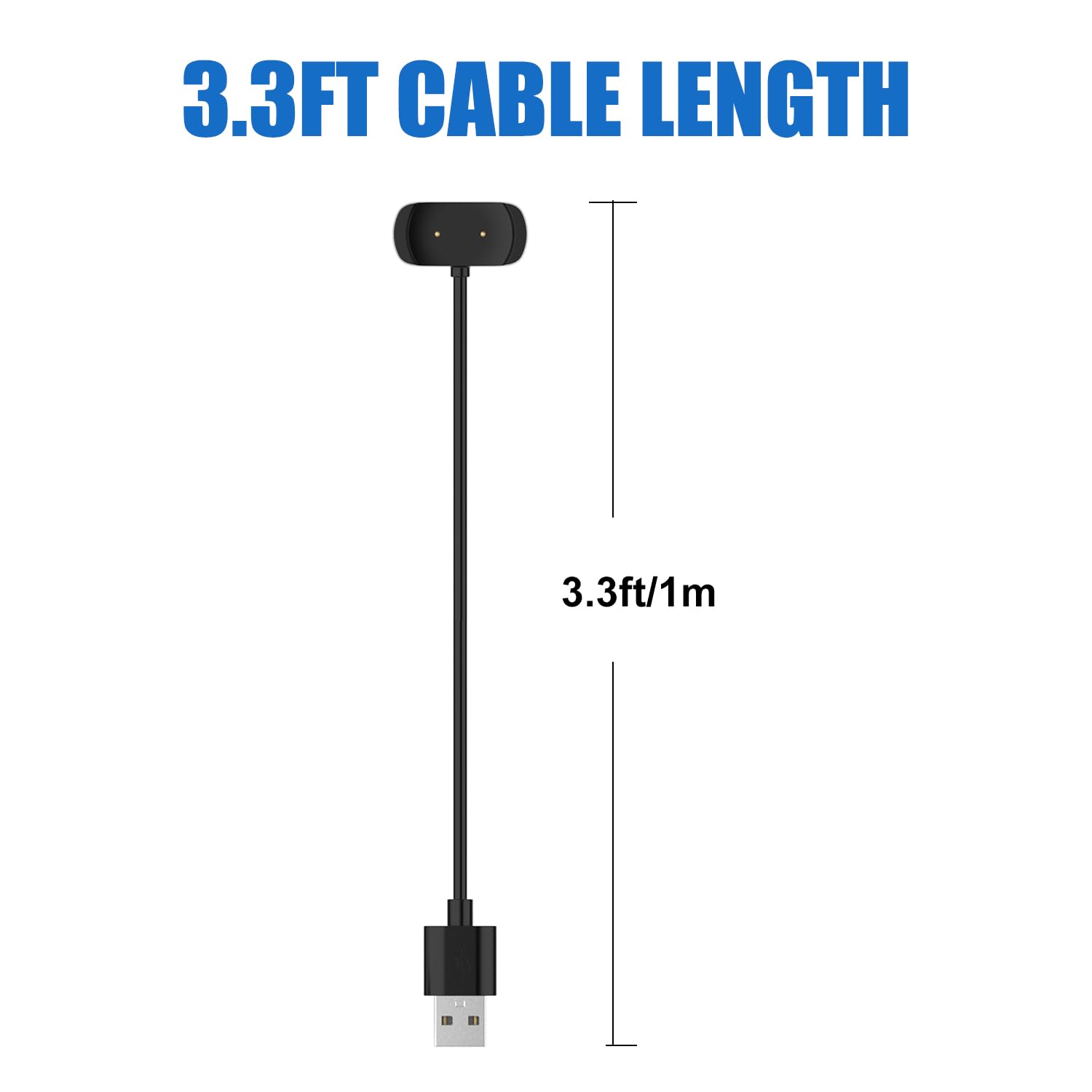 Charger for Amazfit T-Rex Pro, Bip 5, Bip 3, Bip 3 Pro, Bip U Pro, GTS 4 Mini, GTS 2/2e, GTR 2/2e, GTR mini, Active SmartWatch Charging Cable Cord (2 Pack 3.3ft)
