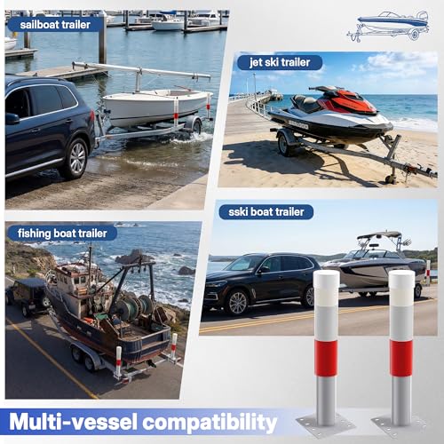 Desunqin 2pack Pontoon Boat Trailer Guides Poles Kits 17\" Boat Trailer Guide Poles with Reflective Strip, Steel + UPVC Sleeve Heavy Duty Boat Trailer Parts & Accessories - Thumbnail 7