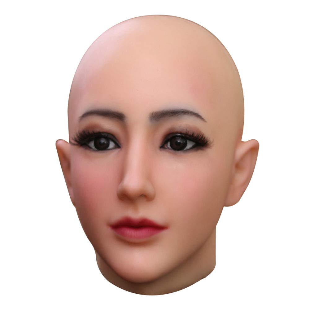Silicone Female Mask Realistic Face with Makeup for Crossdressing Cosplay Halloween