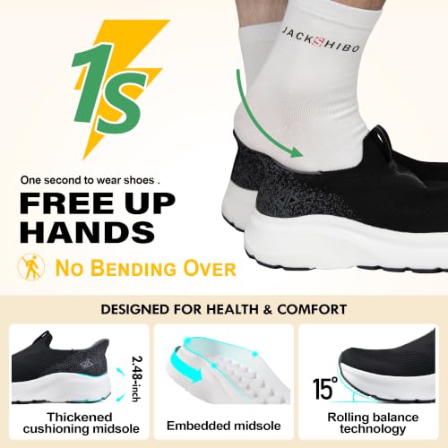 Image of Men Slip in Free up Hands Shoe Wide Toe Box Arch Support Orthopedic Walking