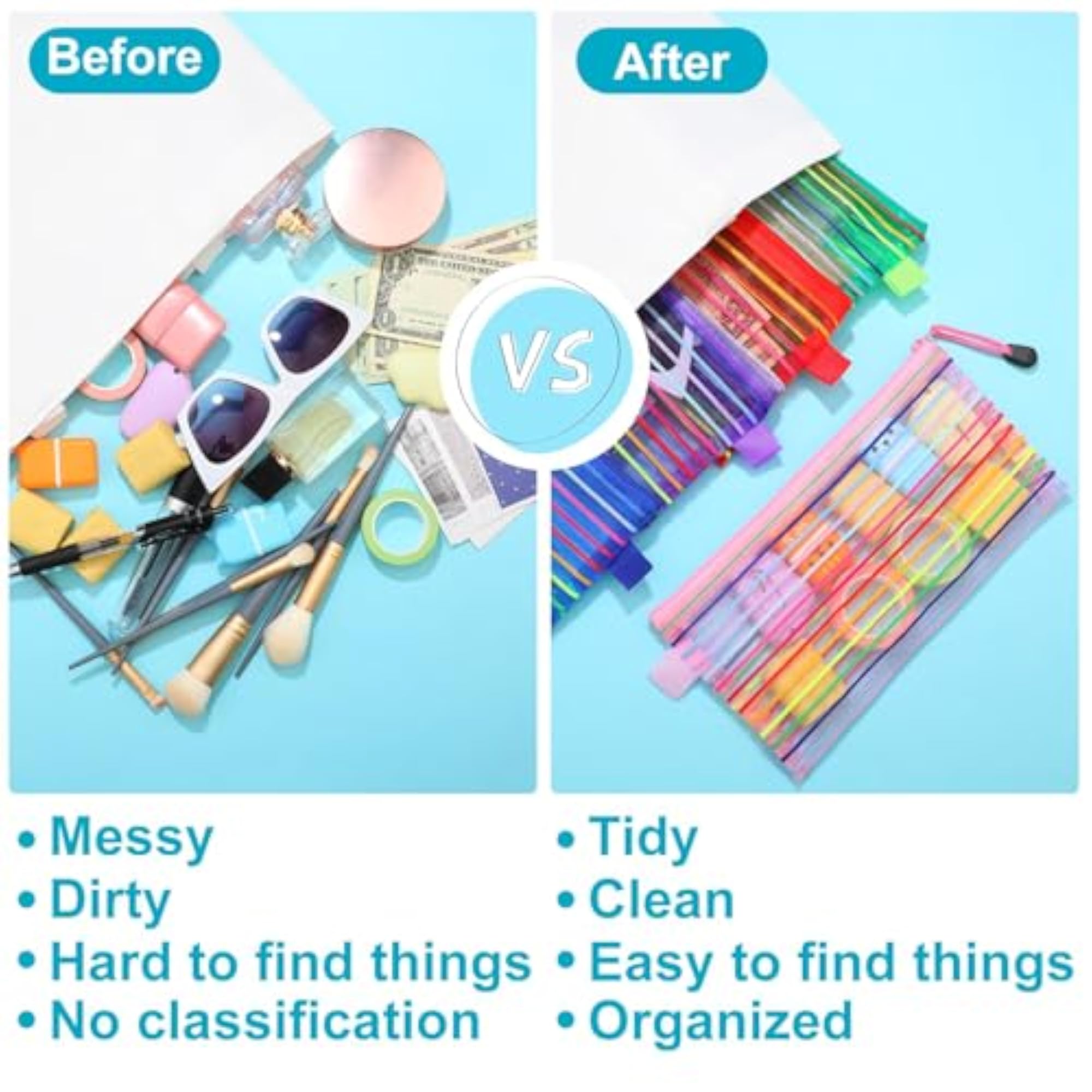 80 Pcs Multi-colour Mesh Zipper Pouch Storage Bags