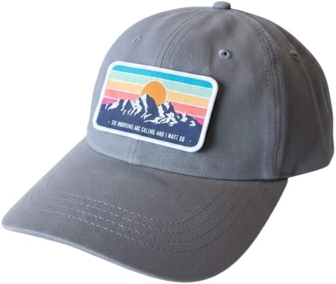 Trucker Hat - Mountains Cap with Moutains are Calling and I Must go Vintage Woven Patch