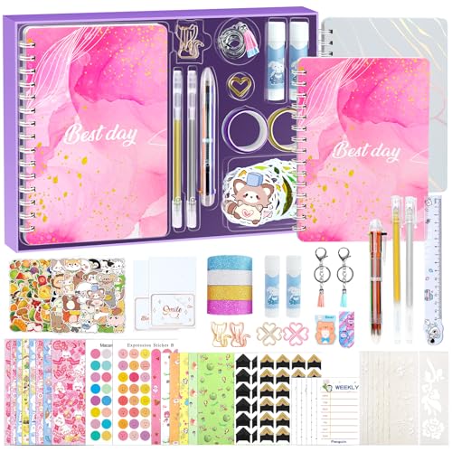 DIY Journal Kit for Girls - Great Gift for 8-14 Year Old Girl - Fabulous Birthday Gifts Ideas for Teen Age Girls&Boys - Fun, Cute Art & Crafts Stuff for Teenage Kids - Scrapbook & Diary Set