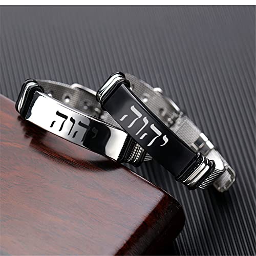 YHVH YHWH Jehovah Bracelet Stainless Steel Hebrew Name of God Tetragrammaton Mesh Wristband Adonai Israelite Hebrew Jewish Jewelry for Men Women, Adjustable, Silver3