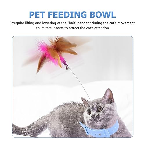 iplusmile Cat Feather Teaser Toys, Interactive Cat Feather Collar Funny Stick with Bell Replaceable Collar Kitten Teaser for Play - Image 4