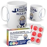 🏟️ Pack exclusivo para auténticos babazorros: incluye una taza de cerámica con diseño divertido del Deportivo Alavés y una caja de caramelos HuevoMolón AlavésForte sabor cereza. El regalo perfecto para cualquier aficionado que siente los colores de su equipo en cada partido.