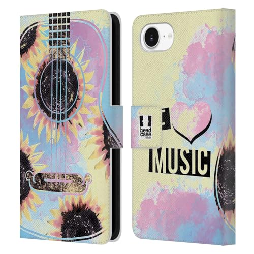 Étui Tout de Musique iPhone 17e Housse Portefeuille Cuir Tournesol Guitare
