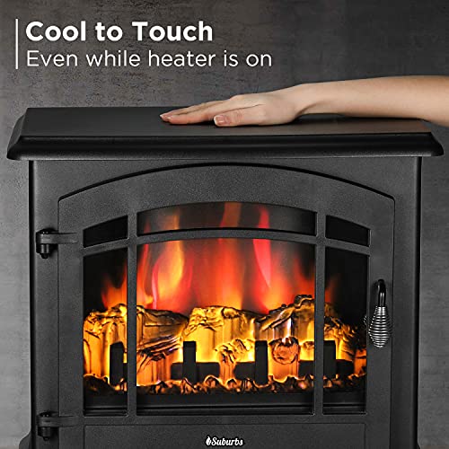 Turbro Suburbs Ts23 Electric Fireplace Heater, 23” Freestanding Fireplace Stove With Realistic Adjustable Flame Effect - Csa Certified - Overheating Safety Protection - Remote Control - 1400W, Black #TOP3