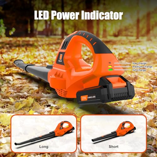 Leisch Life 21V Leaf Blower Cordless | Handheld Electric Lightweight Blower with 4.0Ah Rechargeable Battery & Fast Charger | Adjustable Speeds, Portable Design for Lawn, Patio, Yard, Sidewalk Cleaning by Leisch Life - Image 5