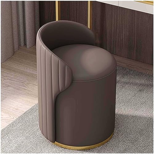 Silla de maquillaje pequeña de cuero con respaldo, taburete acolchado suave para sala de estar, dormitorio, tocador y comedor, diseño elegante y cómodo
