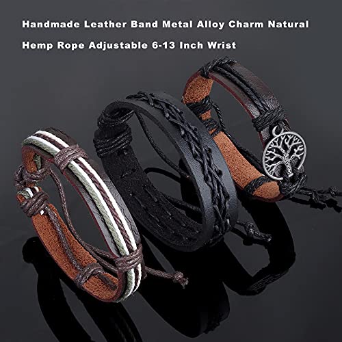 Jstyle 21Pcs Braided Leather Bracelet For Men Women Cuff Wrap Cool Bracelets Set A #TOP1