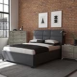 KOYVRY Leather Multifunctional Smart Bed - Luxury Bed Frames with 2 LED Reading Lights and 2 Hidden Cup Holders, Smart Bed Frame with Built-in Speakers, Box Spring Required, Black