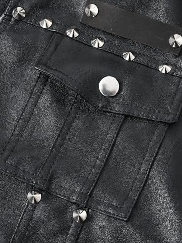 DSDZ Colete masculino fashion rebite de couro sintético PU punk cravejado de festa slim fit masculin