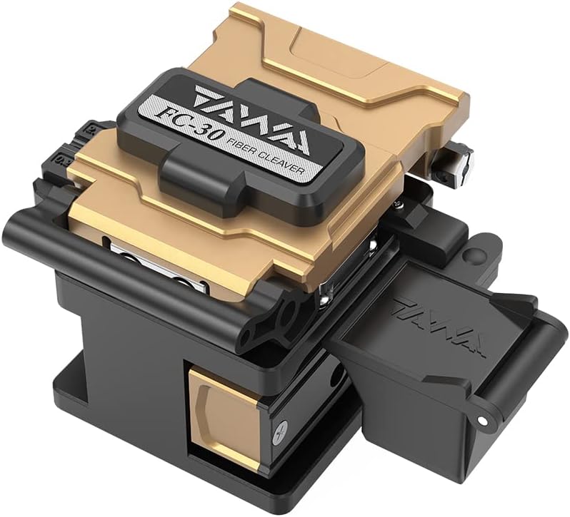 TAWAA FC-30 High-precision fiber cleaver, Fiber Optic Cutting Tool Wire Stripping Machine, FTTH Fiber Optic Tools Knife Cutter,Double fixture standard, High-precision 48000 Cleaves Built in Wast Bin