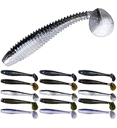 Bombrooster Fishing Baits Paddle Tail Swimbaits, 15pcs/25pcs/30pcs/40pcs Soft Plastic Lures Jerkb...