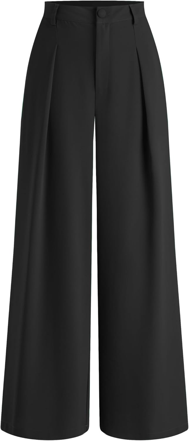 CIDER High Waist Solid Zipper Wide Leg Trousers
