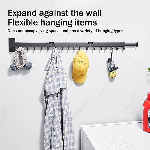 Image of ZdwCyl aluminium Clothes Drying Rack,Laundry Drying Rack Wall Mount, Space Saver Clothes Rack,Retractable,Collapsible(Tri-Fold), for Balcony,Laundry,Bathroom, Dark Grey Color,3z-g02