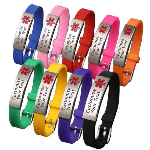 Medical Alert Bracelet Personalized Silicone Wristbands -Free Engraving Medical Alert ID Women Men Bracelet Silicone Wristband3