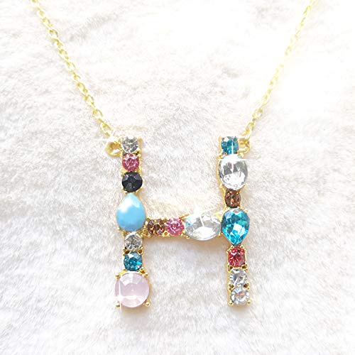 Colar com pingente fashion JENPECH com strass em corrente de clavícula, A-Z 26 colar com letras do a