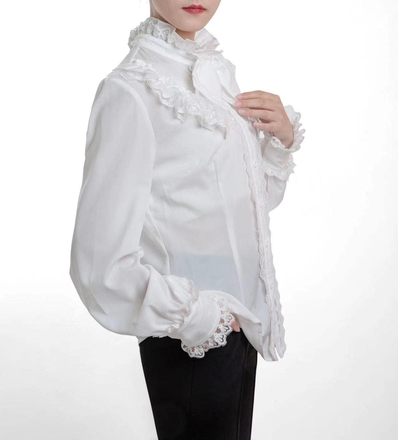 Victorian Blouse Women’s Gothic Lolita Renaissance Shirt Vintage Long Sleeve Lotus Ruffle - Image 3