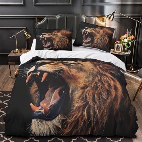 Parure de couette Lion imprimé 3D literie microfibre supérieure - 4