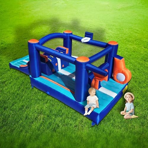 Hapcap Hüpfburg mit Gebläse,Hindernislauf für Kinder – Lange Rutsche, geräumiger Sprungbereich, Tunnel & Kletterwände für Drinnen/Draußen (520cm x 228cm x185cm)