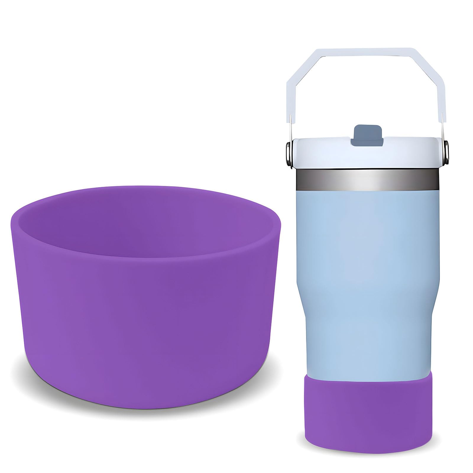 Silicone Boots：Bottom Protective Silicone Sleeve Cup Mat Heat，Protective Water Bottle Bottom Bumper Cover，Silicone Boot for Stanley Cup Accessories,Water Bottle Boot (Purple, 3.54 Inch)
