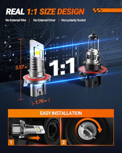 Image of SEALIGHT H13 Bulb, H13 9008 Fog Lights Bulb 40000LM Super Bright,9008 Head Light Bulbs Fanless In Line Car Fog Bulb Plug and Play, Pack of 2
