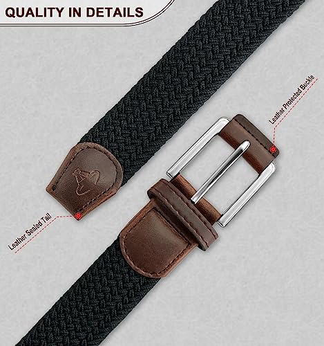 Image of Stretch Belt Men,Bulliant Mens Woven Stretch Braided Belt 1 3 /8