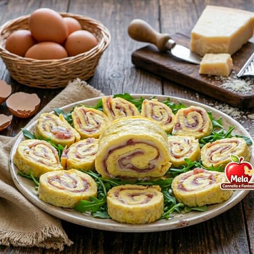 Rotolo di frittata al forno con provola affumicata e speck