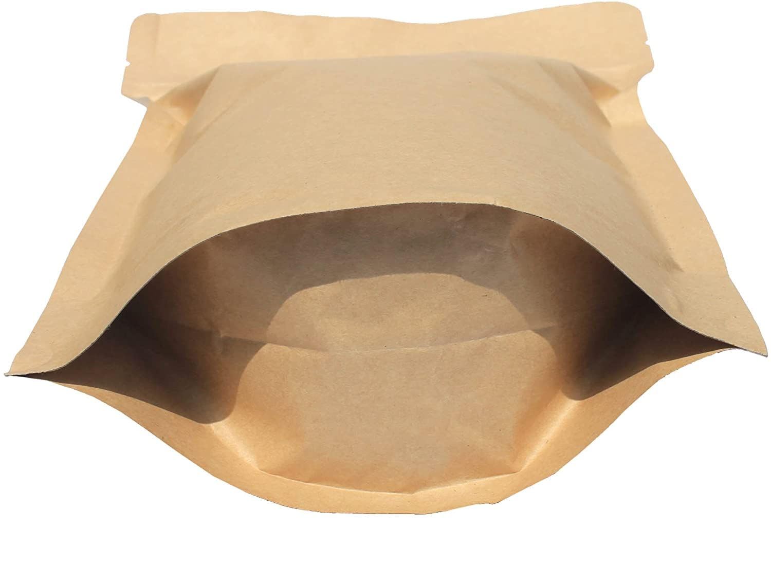 100 bolsas de café de 8 onzas con cierre de cremallera, bolsas de café de papel kraft natural de alta barrera con liberación de aire/válvula de desgasificación unidireccional y cremallera reutilizable