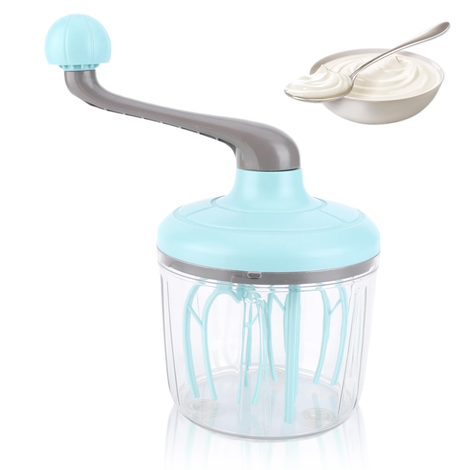 Fouet à œufs Manuel, Batteur à œufs à Manivelle En Plastique, batteur manuel, Batteur à oeufs, Mélangeur à crème à manivelle, Fouet à Oeufs Multifonction Accessoires Cuisine, 1100ml