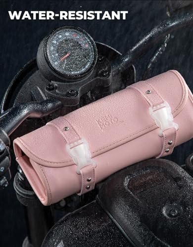 Image of KEMIMOTO Motorcycle Fork Tool bag Bike Handlebar Bag Universal Compatible with Motorcycle Front Forks Handlebar Sissy Bar girls bike Bag pink women bike bag