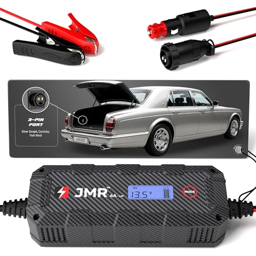 JMR Battery Charger for Rolls-Royce Silver Seraph Corniche Park Ward Trickle Charger Conditioner Maintainer (3-Pin Port, Add Lithium Mode)