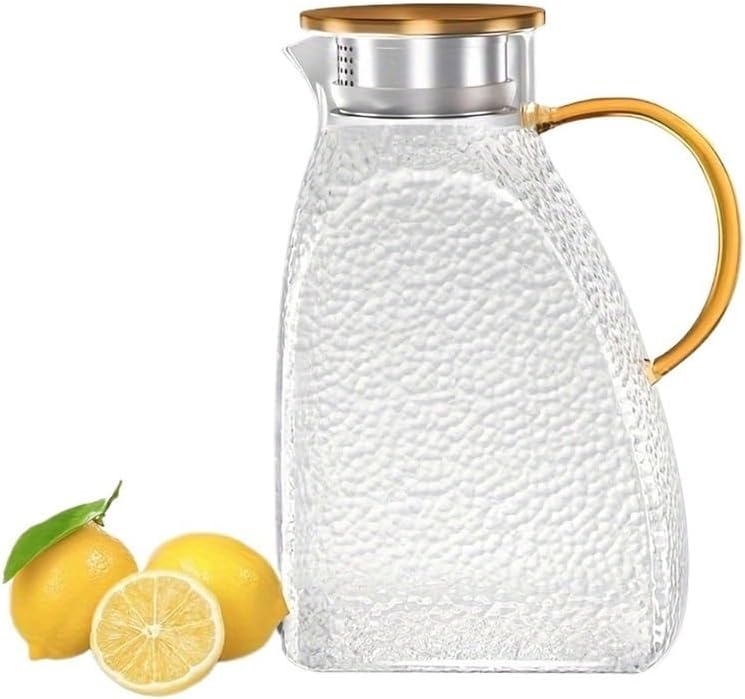 Tea Set 1.8L Glass Water Pitcher With Lid And Spray Nozzle Featuring Handle For Refrigerator Suitable For Hot/Cold Ice Tea Juice Teapot Set