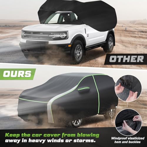 Image of Mixsuper Liner Car Cover for Ford Bronco Sport 2021-2026, 7 Layers Full Car Cover All Weather Car Covers for Bronco Sport, Waterproof Outdoor Cover with Zipper Door Reflective Strips