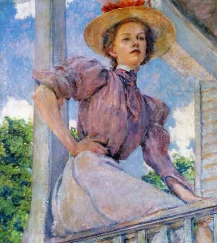 Peinture à l'huile Robert Reid A Summer Girl 1896 grand tableau décoration murale toile 36x48