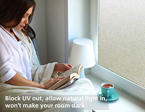 Shackcom Privacy Window Film 35.4 X 78.7inch/Pack, 2 Pack, No Glue Frosted Window Sticker Window Cling Non-Adhesive for Office, Meeting Room, Bedroom, Living Room
