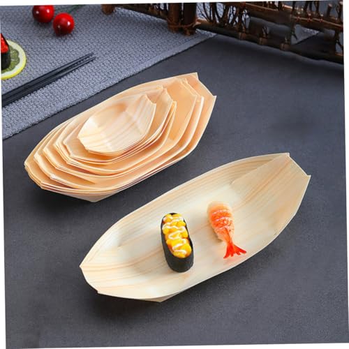 Platos de sushi desechables forma barco madera 60 pzas miniatura 3
